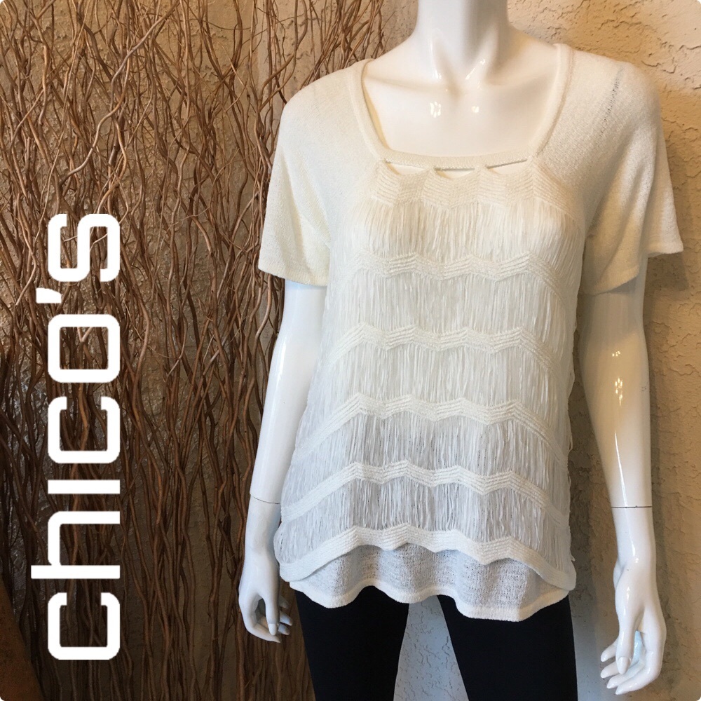 Chico’s • ecru ribbon sweater Sz 1 / M / 8
